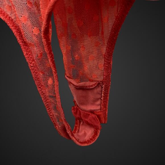 Free People Ruffle Sleeve Body Suit Top Tie Front XS Red Cha Cha - Picture 6 of 7